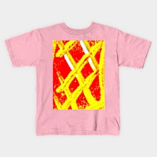 GOLDEN AND RED CHECKED PATTERN Kids T-Shirt